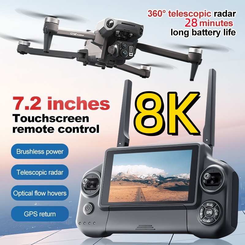 Drone Lidar - โดรนควอดคอปเตอร์ 8K 3 แกนกันสั่น พร้อมจอสัมผัส 7.2