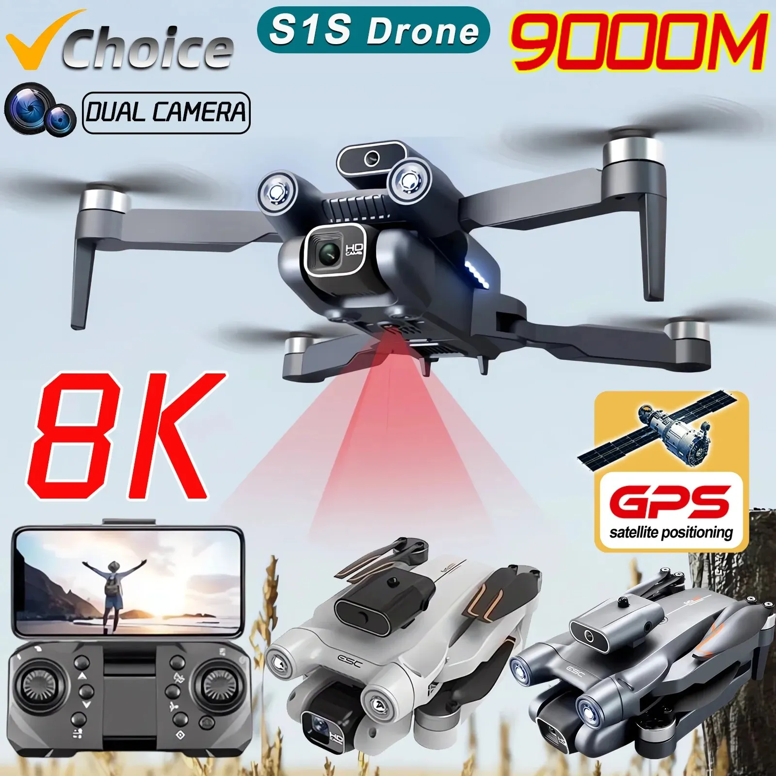 Drone Cinematic - โดรนติด GPS 5G S1S ใหม่กล้องโดรน8K มอเตอร์ไร้แปรงถ่านไร้แปรงถ่านสำหรับมืออาชีพโดรนกล้อง