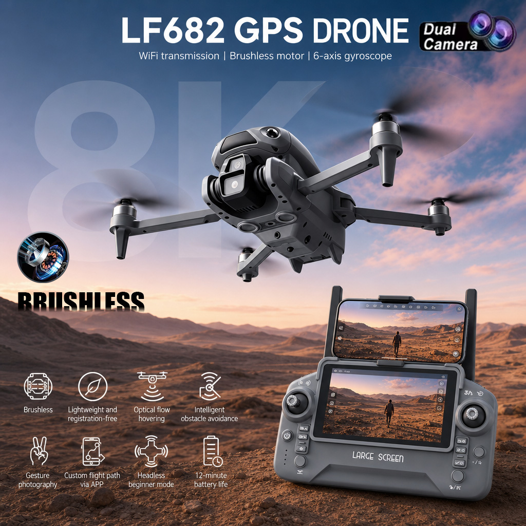 Drone Mapping - โดรนรุ่นใหม่ LF682 กล้องคู่ 8K FPV ระดับมืออาชีพ